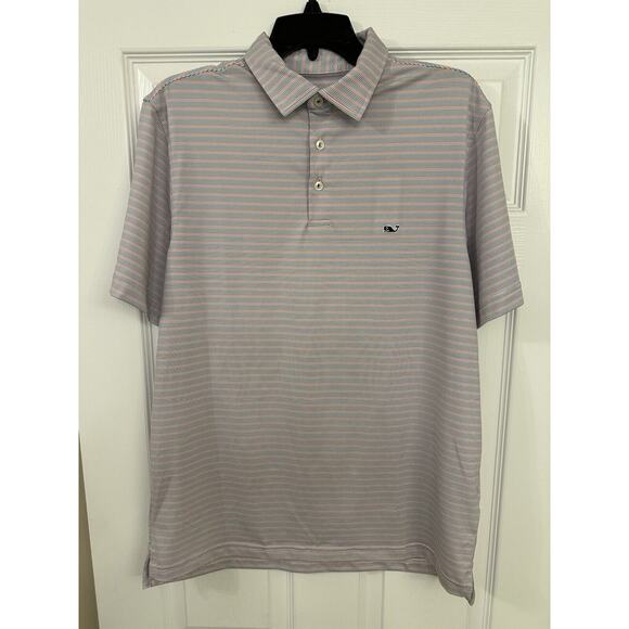 NWT Vineyard Vines Men’s St. Jean Stripe Sankaty Performance Polo Sz Medium - Picture 1 of 5